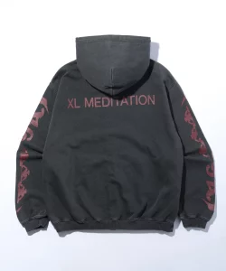 XLarge Meditation Zip up Hooded Sweatshirt - Black
