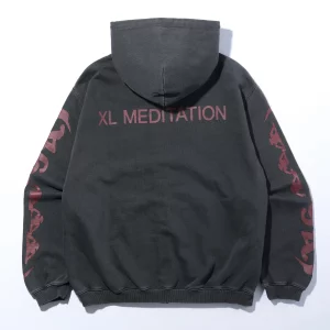 XLarge Meditation Zip up Hooded Sweatshirt - Black