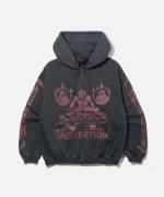 XLarge Meditation Zip up Hooded Sweatshirt - Black