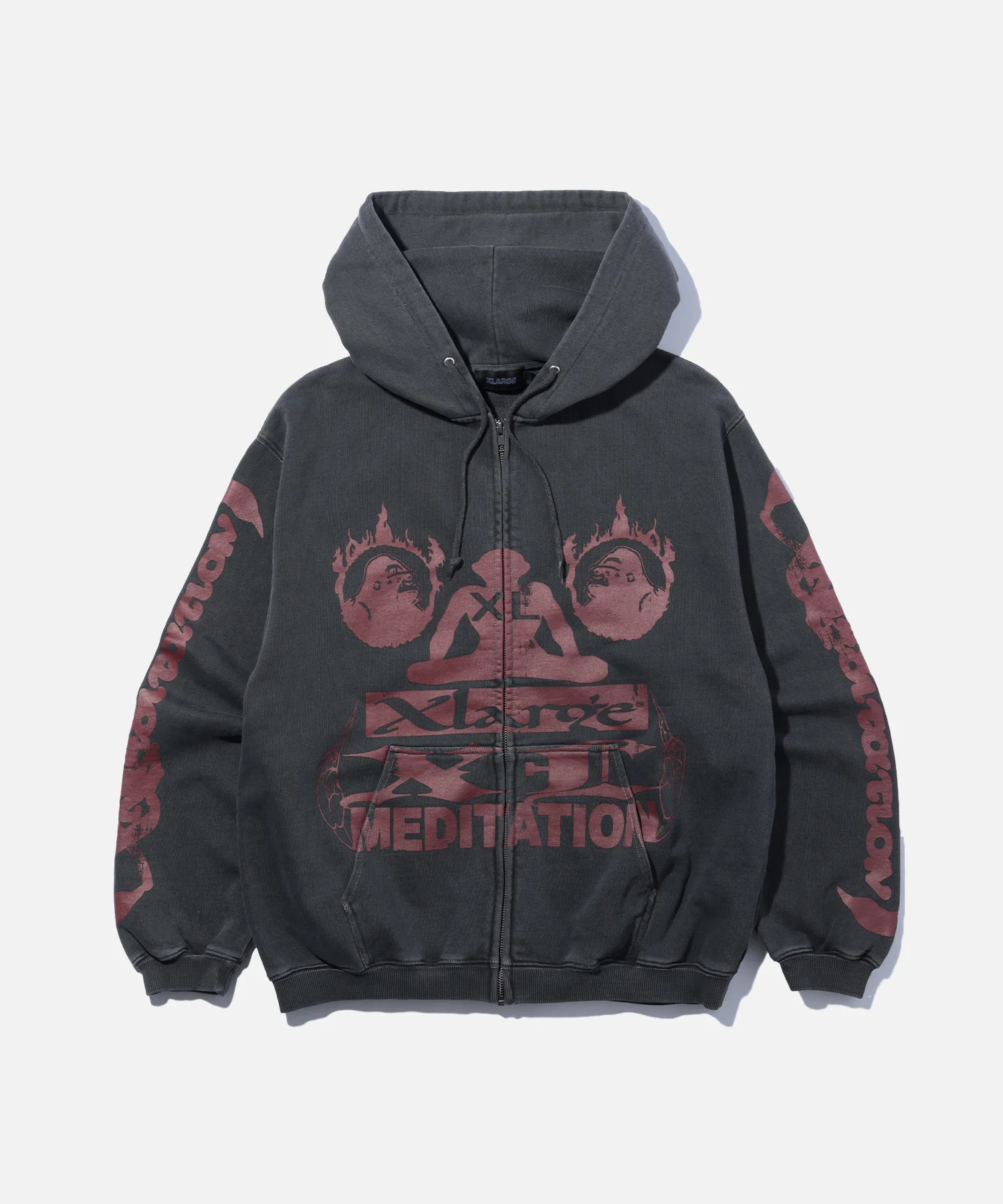 XLarge Meditation Zip up Hooded Sweatshirt - Black - Front XLarge Meditation Zip up Hooded Sweatshirt - Black