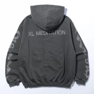 XLarge Meditation Zip up Hooded Sweatshirt - Grey