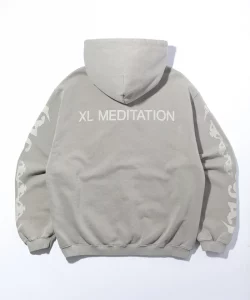 XLarge Meditation Zip up Hooded Sweatshirt – Light Grey