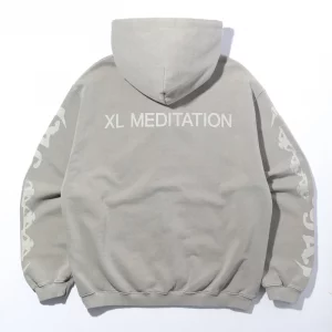 XLarge Meditation Zip up Hooded Sweatshirt – Light Grey