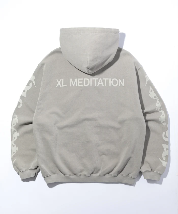 XLarge Meditation Zip up Hooded Sweatshirt – Light Grey