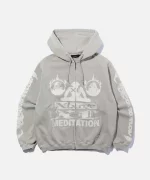 XLarge Meditation Zip up Hooded Sweatshirt – Light Grey