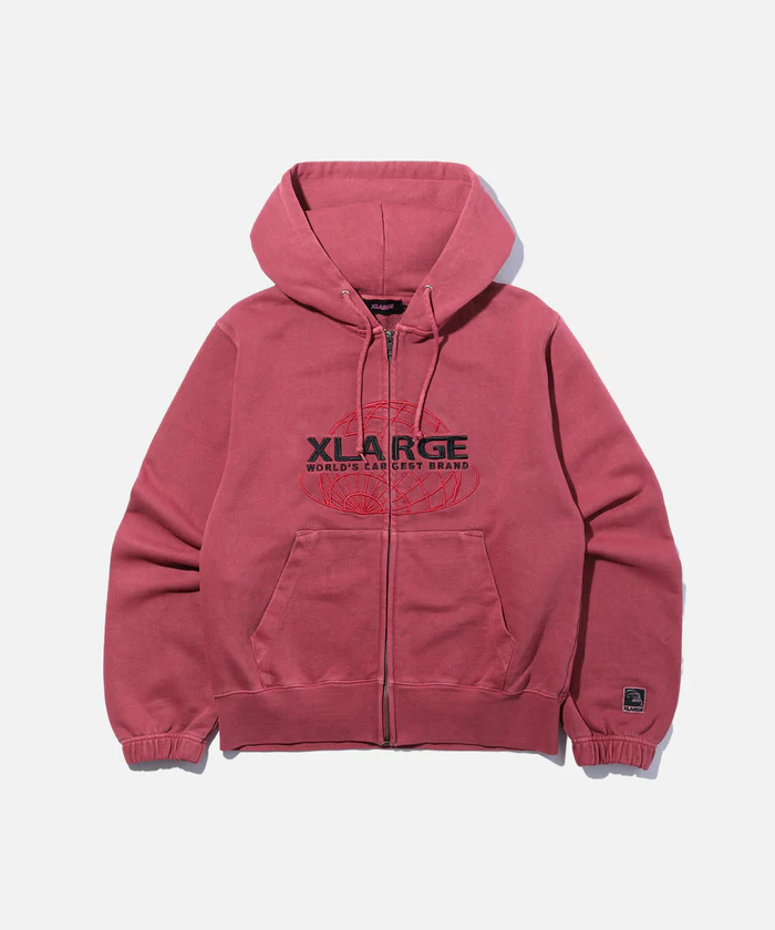 XLarge Worlds Largest Brand Slim Zip Hooded Sweatshirt - Burgundy XLarge Worlds Largest Brand Slim Zip Hooded Sweatshirt - Burgundy