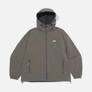 XLarge Grid Check Hooded Jacket - Brown