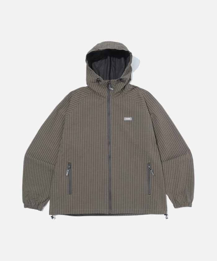 XLarge Grid Check Hooded Jacket - Brown XLarge Grid Check Hooded Jacket - Brown